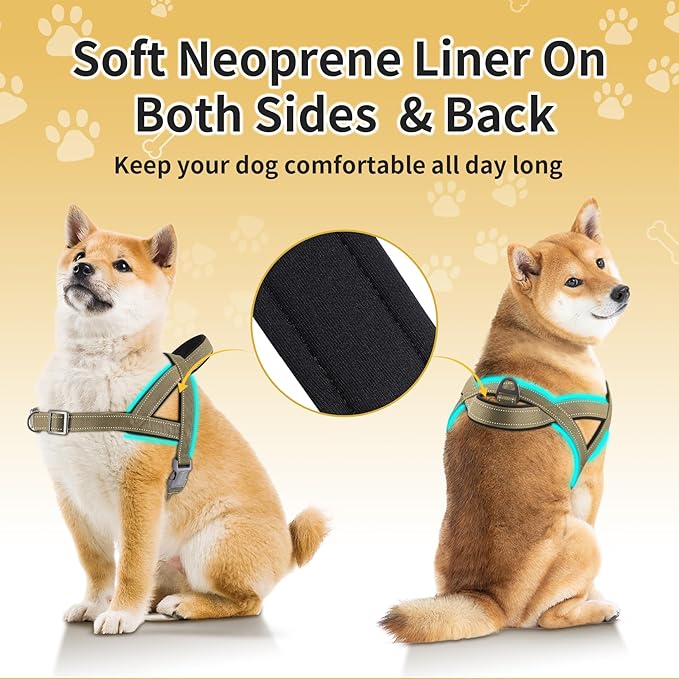 No Pull Dog Harness, Reflective Puppy Harness with Soft Padded Handle, Escape Proof/Quick Fit Adjustable Pet Harness for Small Medium Large Dogs, Easy for Training Walking (Yellow, M)