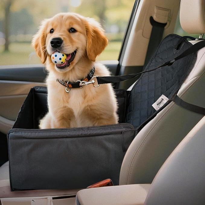 PAWISE Dog Front Seat Cover for Car,2-in-1 Full Protection Dog Car Seat Cover with Safety Belt, Waterproof Single Pet Seat Cover,Fits Trucks, SUVs, Jeep