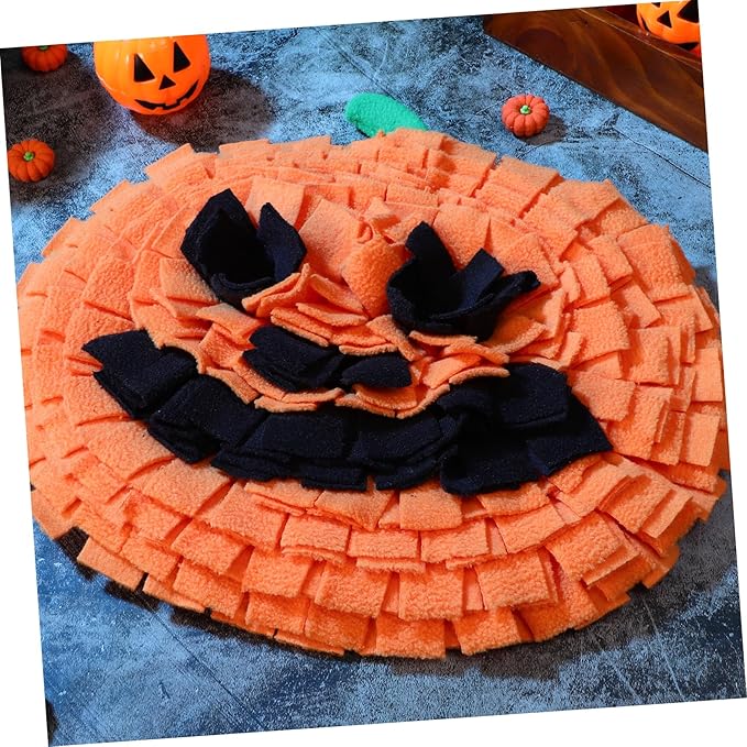 Pumpkin Snuffle Mat for Dogs Interactive Sniffing Toy for Large Breeds Bright Fleece Mental Feeding Mat Training Cushion