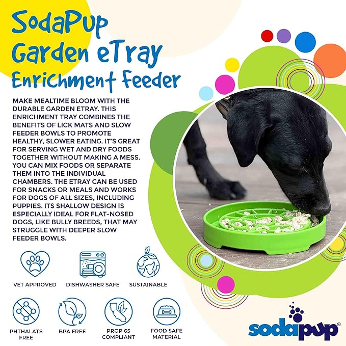 SodaPup Garden eTray – Durable Enrichment Feeder Made in USA from Non-Toxic, Pet-Safe, Food Safe Material for Mental Stimulation, Calming, Slowing Down Eating, Healthy Digestion, & More
