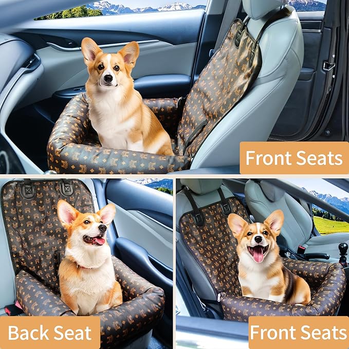 Car Seats for Small/Medium Dogs, Memory Foam Dog Booster up to 35 lbs, Travel Pet Car Seat Washable Dog Bed.