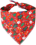 Christmas Dog Bandana, Christmas Tree Triangle Bid Scarf for Small Medium Dog, Cotton Pet Kerchief for Girl Boy Dogs or Cats, Red Dog Bandana, Cute Winter Puppy Bandana