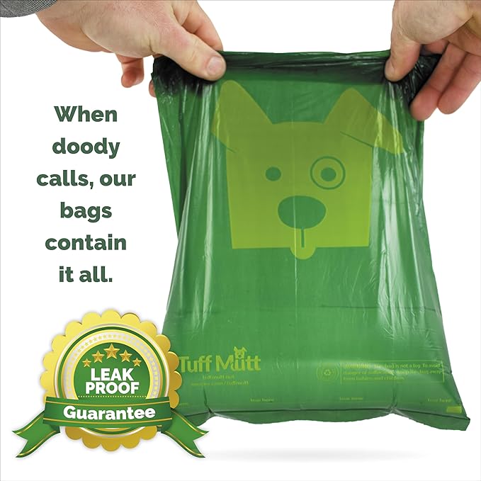 Tuff Mutt Dog Poop Bags - Dispenser-Friendly, Leak-Proof Waste Bags for Dogs, Pack contains 18 rolls with 15 bags each