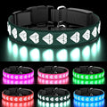LED Dog Collar, Light Up Dog Collars, Adjustable 15 Multi-Colors Light Up Collars Rechargeable Waterproof Bright Collar for Medium Dogs, Black