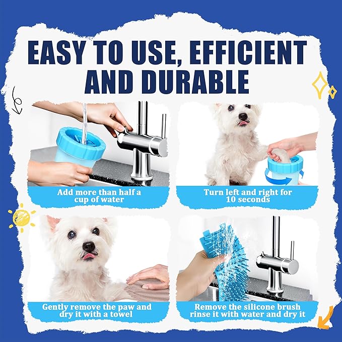 Dog Paw Cleaner Cup, Soft Silicone, Portable, Easy to Clean, Removes Mud and Dirt, Grooming Accessory for Home, Travel – Blue, S