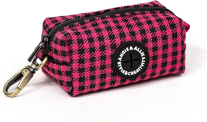 Organic Cotton Dog Poop Bag Holder for Leash Brass Hardware Waste Bag Dispenser Pet Waste Management Solution