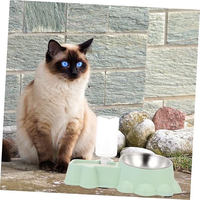 BESPORTBLE Automatic Pet Feeder Stainless Steel Dog Bowl Dual Food and Water Dispenser for Dogs and Puppies Bite and Shatter Resistant Green Design for Convenient Feeding