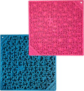 SodaPup Pink & Blue Jigsaw eMat Bundle – Durable Lick Mat Feeder Made in USA from Non-Toxic, Pet-Safe, Food Safe Rubber for Avoiding Overfeeding, Digestive Health, Calming, More