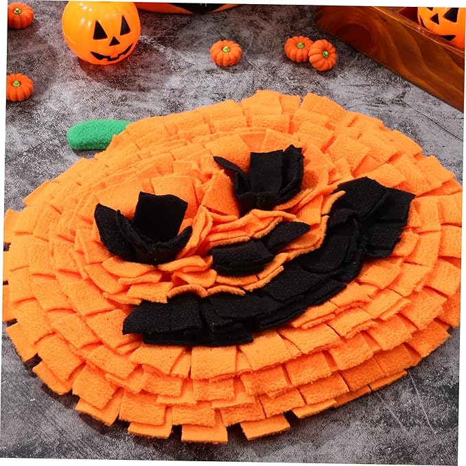 VICASKY Pumpkin Dog Snuffle Mat Pet Training Cushion for Mental Stimulation Interactive Feeding Reduces Stress and Encourages Natural Foraging Skills