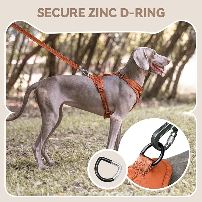 No Pull Dog Harness with Lycra, Three-Point Force Dispersion & 3D Padding, Adjustable Breathable Mesh for Small Medium Large Dogs(Carmel Brown,S)