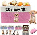 Personalized Dog Toy Basket with Name Photo Custom Cat Storage Organizer Box Collapsible Pet Chest Bins Customized for Toys Clothing-Pink
