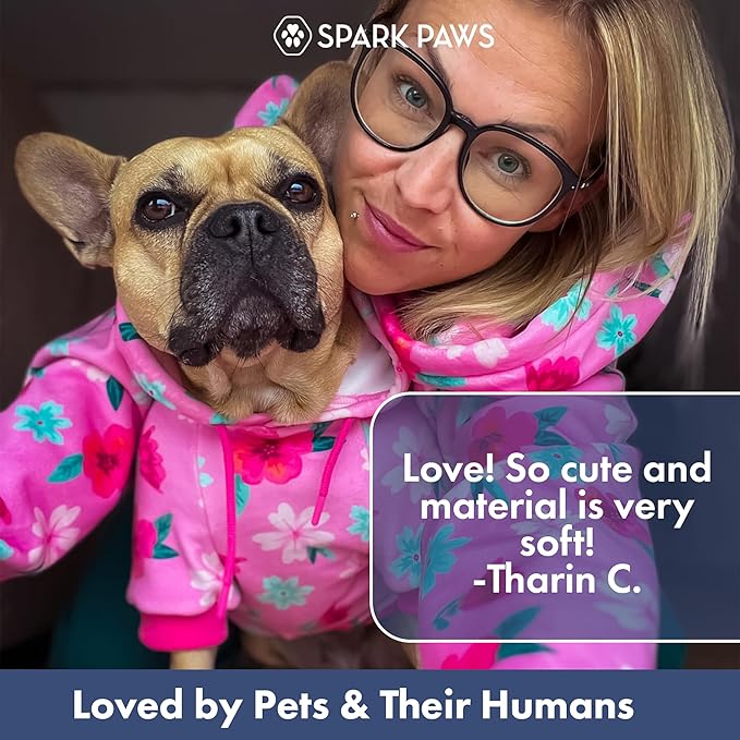 Spark Paws Dog Hoodie – Premium Dog Sweater for Small, Medium, and Large Dogs | Warm Outfits for French Bulldogs, Pitbull, Puppy, Winter Jacket Alternative - Blossom - XL