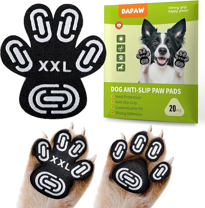 Dapaw Dog Paw Protector Pads, Anti-Slip Paw Grip for Senior & Injured Dogs on Hardwood & Tile Floors, Paw Stickers for Hot Pavement with Strong Traction (5 Sets, 20 Pcs) XXL