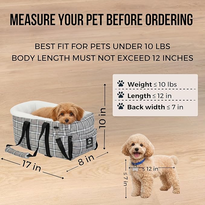 Dog & Cat Booster Seat for Car – Armrest & Seat Bed for Small Pets up to 13 lbs (Best Comfort Under 10 lbs) | Safe Travel, Harness Clip, Washable