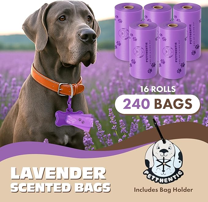 Biodegradable Dog Poop Bags with Dispenser & Holder – Scented, Leak-Proof & Eco-Friendly Cornstarch Waste Bags for Dogs & Cats, Strong & Easy to Use, Includes Poop Bag Clip