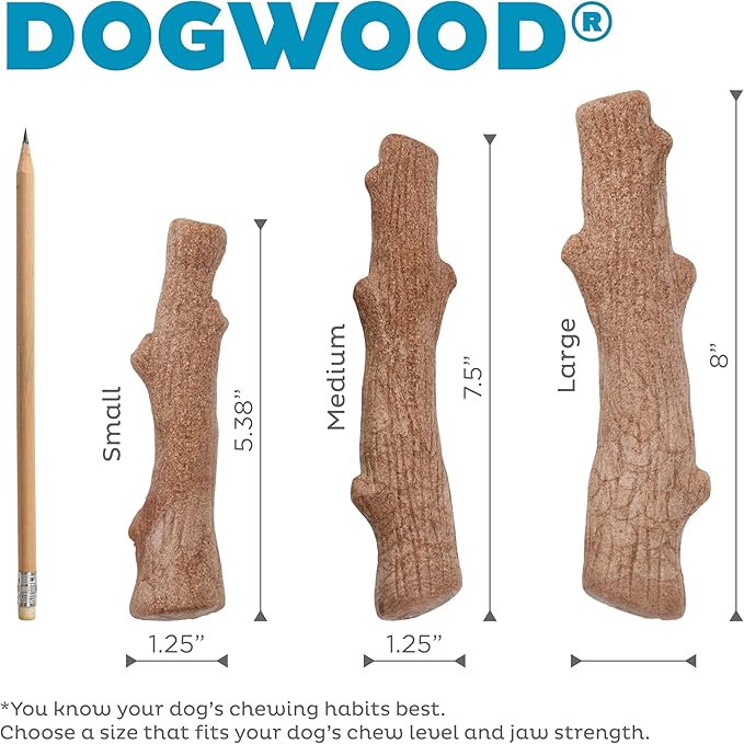 Outward Hound Dogwood Puppy Durable Dog Chew Toys, Real Wood & Teething Bone, 2-Pack, Small