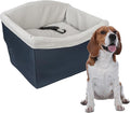 PetSafe Happy Ride Dog Safety Seat - Protects Car Seats from Hair & Scratches - Elevated Design for Better View - Machine Washable Fleece Liner - for Dogs Up to 30 lb - Navy