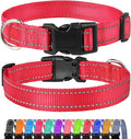 FunTags Reflective Dog Collar, Sturdy Nylon Collars for Small Girl and Boy Dogs, Adjustable Dog Collar with Quick Release Buckle, Red
