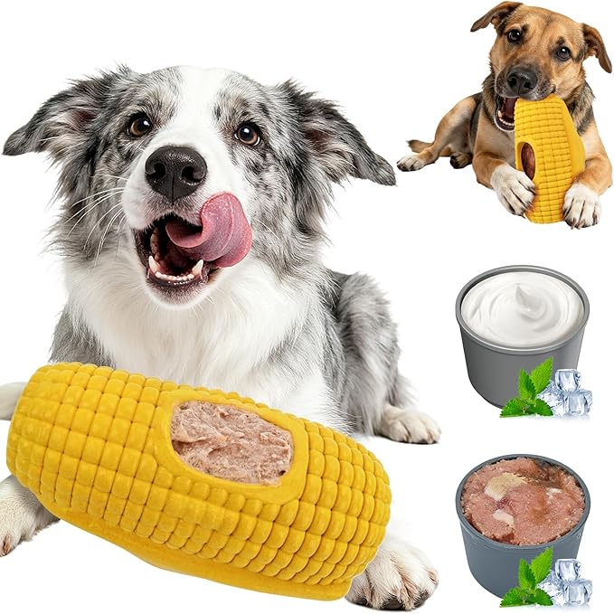 Dog Chew Toys for Aggressive Chewers,Frozen Dog Toys to Keep Them Busy,Frozen Dog Treat Toy with Mold Cups,Indestructible Dog Toy for Indoor Outdoor Play,Fillable Cognitive Licking Toy