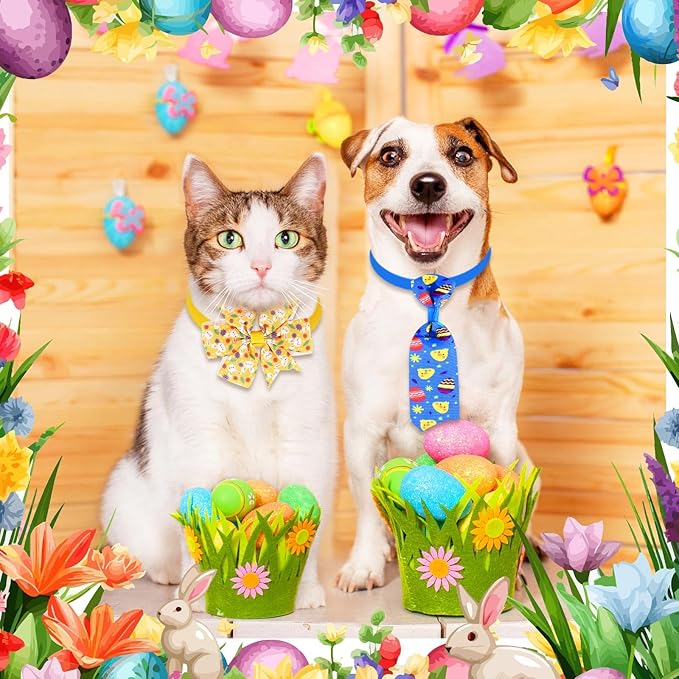 Talltalk 360 Pcs Valentines Day Dog Bow Ties Collars Set Adjustable St Patricks Day Dogs Neckties Grooming Supplies for Small Medium Large Easter Christmas Pet Cat Decoration(Love/Clover/Easter)