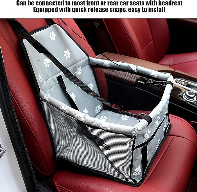 Small Dog Car Seats, Portable Puppy Dog Car Carrier, Folding Pet Car High Back Booster Seats with Adaptable Straps for Small Pets(44cm-Gray)