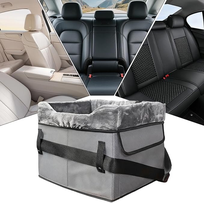 Dog Seat for Car,Washable Plush Booster Carrier | Dog Car Bed with Storage Pockets,for Under 25 Lbs Vehicle Travel Road Trip Back Front Center