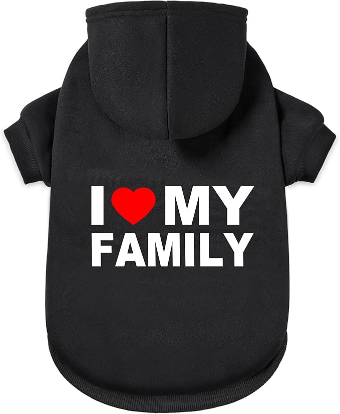 GreenJoy Dog Sweater Dog Hoodie Cold Weather Coat Hooded Sweatshirt for Puppies,Cats, Small Medium Large Dogs (Black(Family), Medium/Large)
