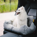 Futon Dog Car Bed for Small Dogs, Safety Seat Belt and Straps, Non-Slippery Bottom, Travel Bed, Elegant Design, Perfect for Dogs Under 25 Lbs