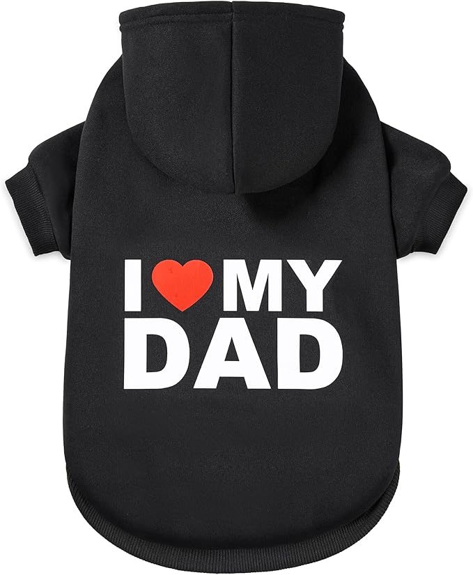 GreenJoy Dog Sweater Dog Hoodie Cold Weather Dog Coat Hooded Sweatshirt for Puppies,Cats, Small Medium Large Dogs (XX-Large, Black (I Love My Dad))