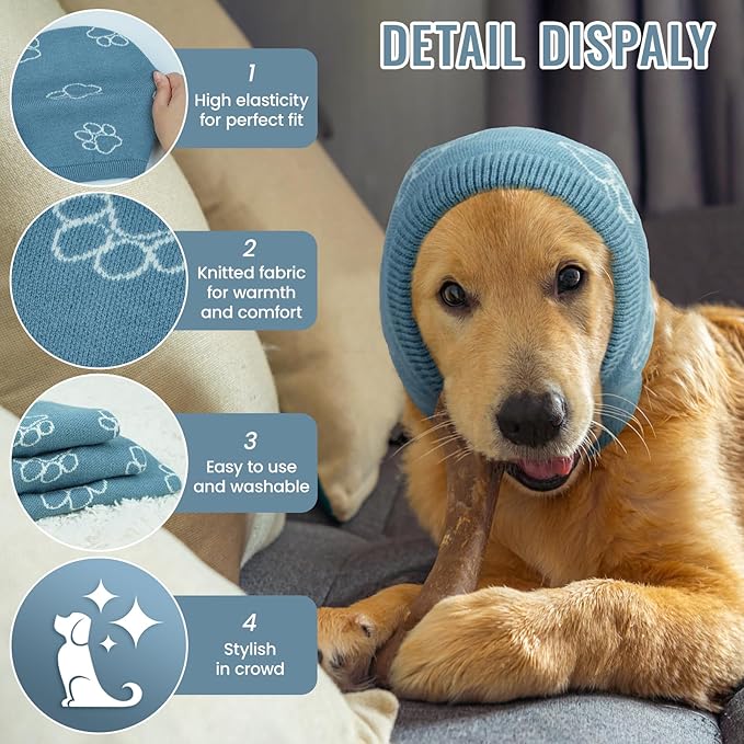 Nanaki Dog Hats Dog Calming Hoodie Dog Ear Covers Dog Head Cover Dog Ear Protector Hematomas Ear Wraps for Dogs No Shake Ear Wrap Dog Dog Ear Muffs Noise Protection, Fireworks, Grooming, Thunderstorm