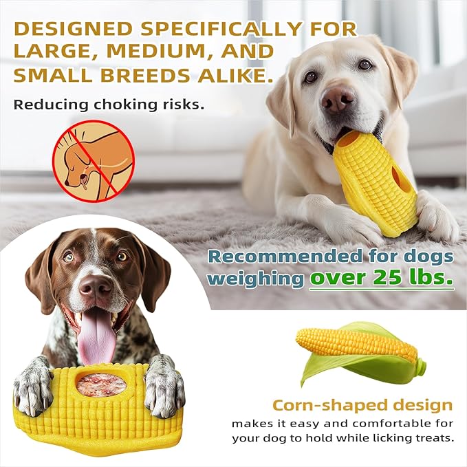 Interactive Dog Toys for Aggressive Chewers, Indestructible Dog Chew Corn Stick Enrichment Toy for Large Medium Dogs, Frozen Dog Treat Holder for Boredom to Keep Them Busy, Reduce Anxiety