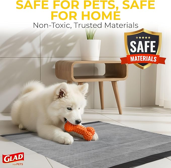 Glad for Pets Black Charcoal Puppy Pads | Puppy Potty Training Pads That ABSORB & NEUTRALIZE Urine Instantly | New & Improved Quality Dog Training Pads, 30 count