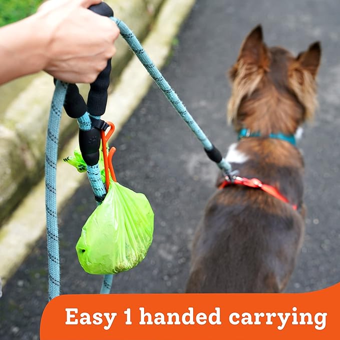 GENTLE CREATURES Poo Buddy - No Swinging Dog Poop Bag Holder For Leash - Hands Free Dog Waste Clip For Hiking - Leash Attachment