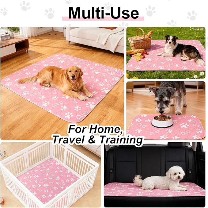 BEAUTYZOO 2 Pack Washable Pee Pads for Dogs, Reusable Puppy Pads for Potty Training, Waterproof Super Absorbent Whelping Pads Mats Non Slip Against Urine for Small Medium Dogs Cats, 48" x 48"