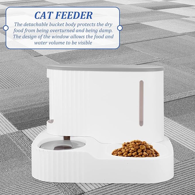 balacoo Automatic Pet Feeder Cat Water Dispenser Detachable Design for Small Dogs and Cats Continuous Food and Water Supply Easy to Visible Window for Monitoring Refill Needs