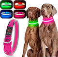YFbrite Light up Dog Collar, USB Rechargeable LED Puppy Collar Super Bright Adjustable Glowing Dog Lights for Night Walking (Pink, Medium)