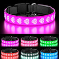 Light Dog Collar, 15 Glowing Modes/3D Design/Adjustable/Rechargeable LED Dog Collars, Light Up Dog Collar for Small Dog, Safety Dog Collars for Night Walking, Purple