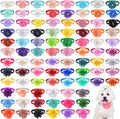 Reginary 100 Pcs Valentine's Day Dog Collar Flowers Bulk Flowers Pet Bows Floral Cat Accessory Adjustable Nylon Multicolor Pet Bowties Floral Collar for Small Pets(Classic Color)