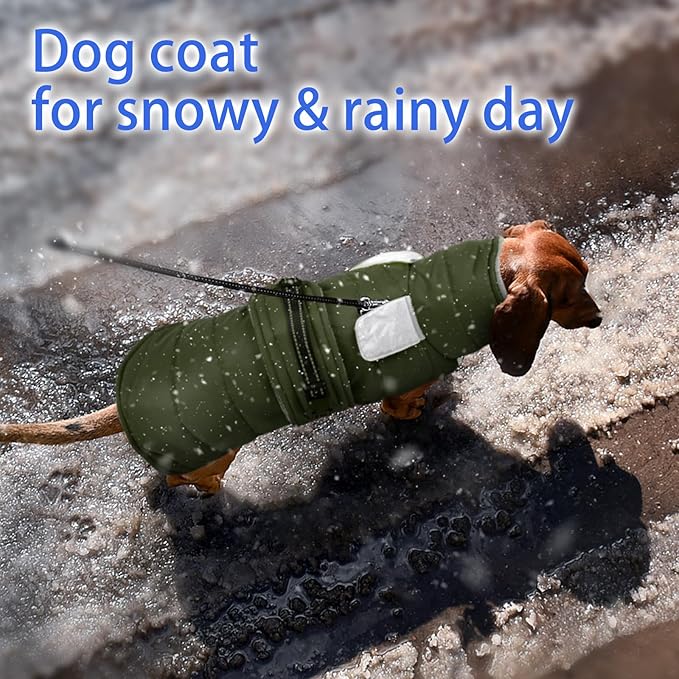 MIGOHI Dog Winter Coat - Reflective Medium Dog Snow Jacket with Thick Turtleneck,Windproof Pet Fleece Vest, Cold Weather Coat for Medium Dogs, Snowproof for Hiking,Camping,L,ArmyGreen