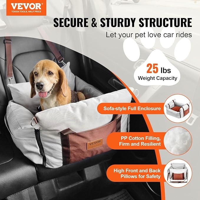 Dog Booster Car Seat Pet Car Seat for Small Dog up to 25lbs Gray