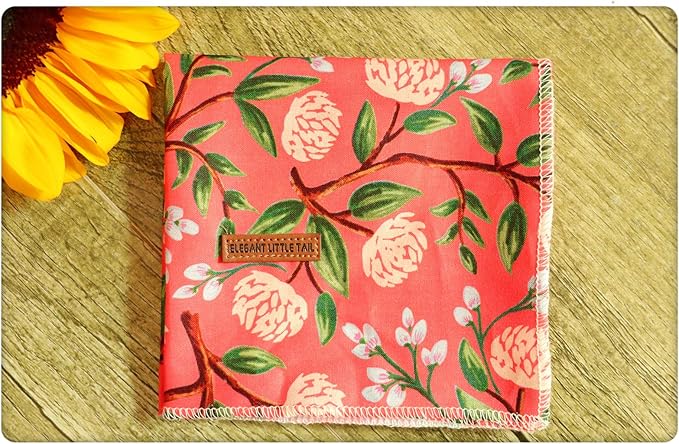 Elegant Little Tail Floral Dog Bandana 1PCS Washable Reversible Cotton Bibs Scarf, Adjustable Square Kerchief for Small to Large Dogs and Cats