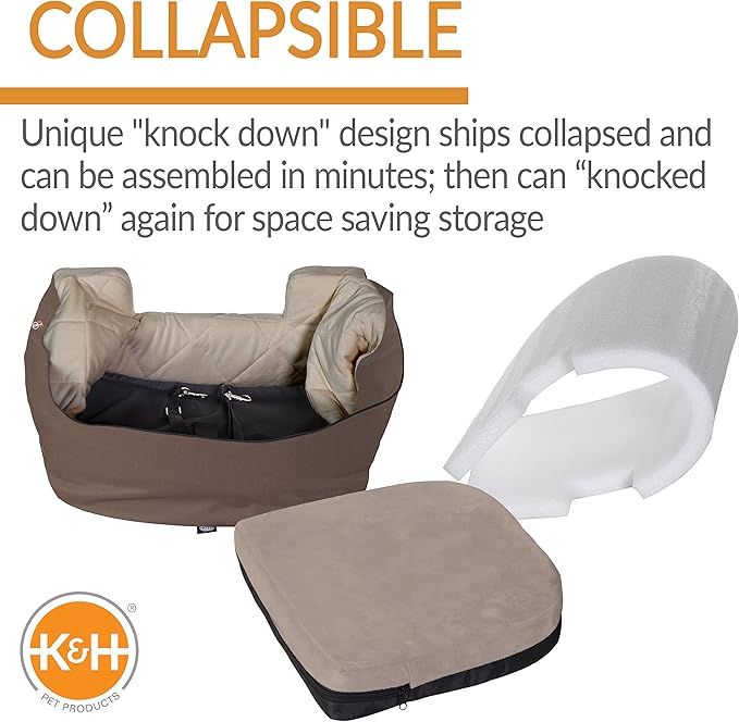 K&H Pet Products Bucket Booster Dog Car Seat, Seat Belt Secured, 2 Safety Leashes, Washable Covers, Sturdy Dog Booster Seats for Small to Medium Pets - Large Tan/Tan