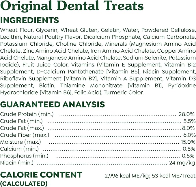 Greenies Veterinarian-Recommended Adult Natural Dental Dog Treats Petite Size, Original Flavor, (4) 30 ct Packs (120 Treats)