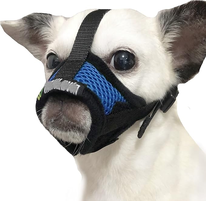 Dog Muzzle for Small Dogs XS for Grooming Barking Chewing, Barkless Soft Mesh Muzzles to Prevent Eating Poops,Best for Aggressive Dogs(Comfy-Blue)