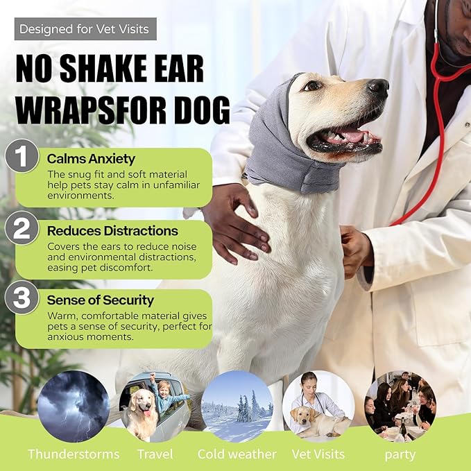 Dog Reducing Noise Hoodies - Dog Ear Covers for Bath, Thunderstorms & Anxiety Relief - Warm, Windproof Ear Cover Hat