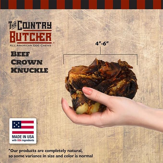 Beef Knuckle Dog Bones for Aggressive Chewers, Large and Medium Breed Dog Treat, Natural, Tough, Chew Toy, Made in The USA, 8 Count