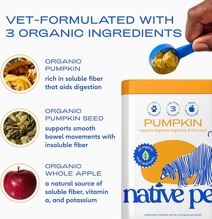 Native Pet Omega Oil for Dogs & Pumpkin for Dogs | Dog Fish Oil Supplements | All-Natural, Organic Fiber for Dogs | 8 Oz. Omega Oil & Pumpkin Powder