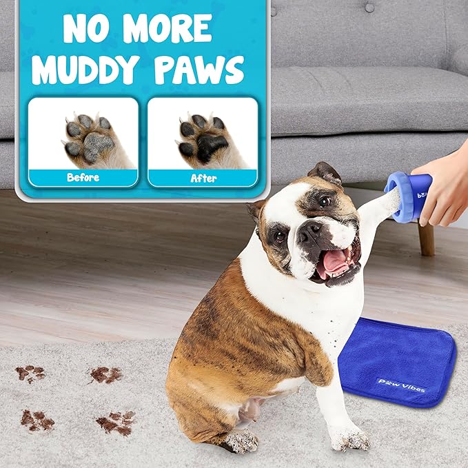 Happy Paws Dog Paw Cleaner, Dog Paw Washer, Paw Muddy Paw Cleaner for Small Breed Dogs Towel, Blue-Huge Price Drop-While Supplies Last