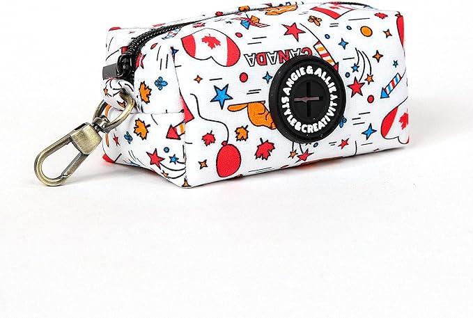Organic Cotton Dog Poop Bag Holder for Leash Brass Hardware Waste Bag Dispenser Pet Waste Management Solution