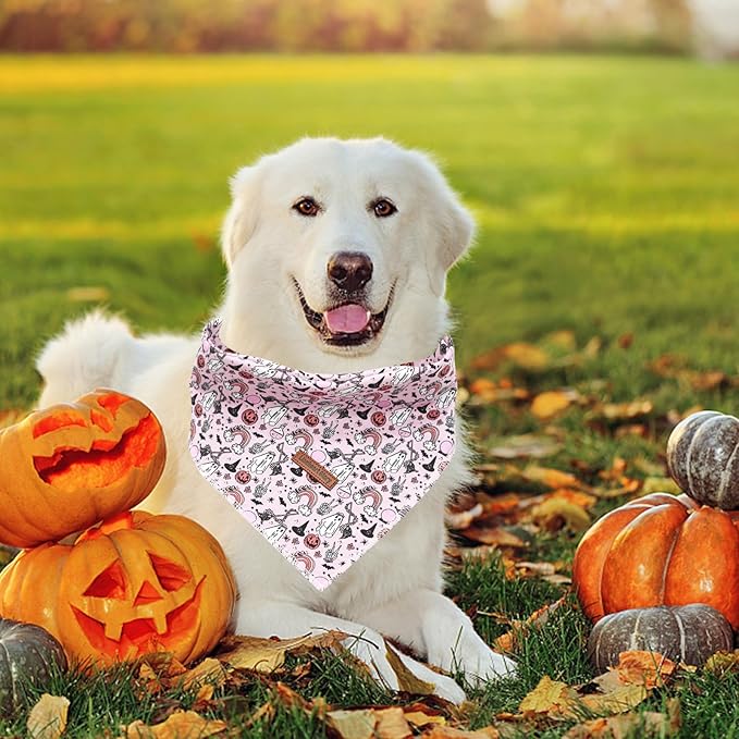 Lionheart Glory Halloween Dog Bandana - 1 Pack Washable Soft Scarf, Fall Bib for Small to Large Dogs, Adjustable Square Bandana for Boys and Girls